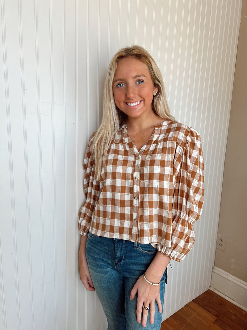 The Alisa Cropped Plaid Top