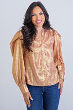 The Karlie Metallic Puff Sleeve Top