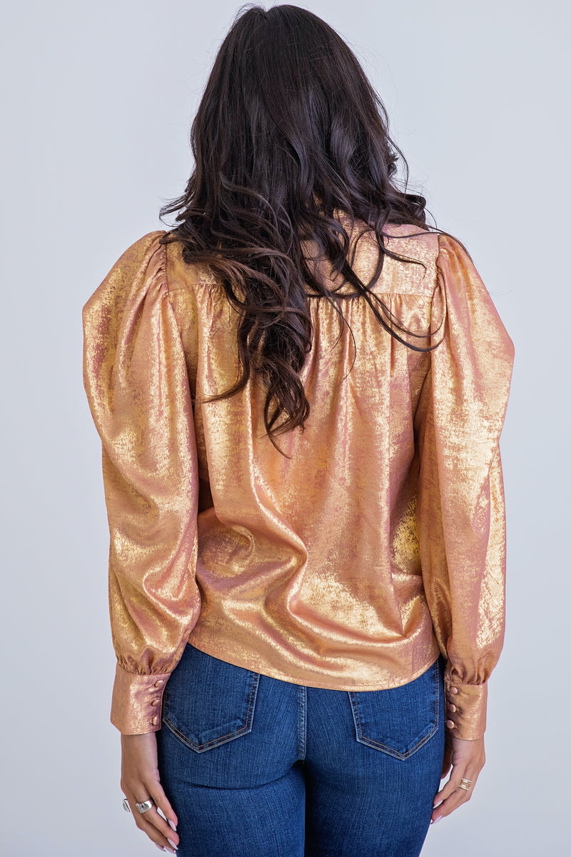 The Karlie Metallic Puff Sleeve Top