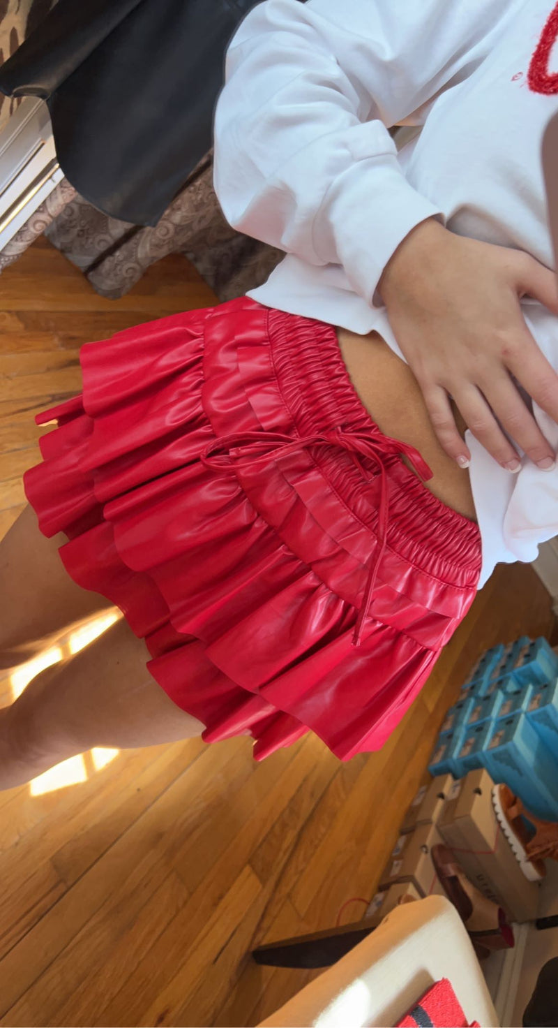 The Rosy Faux Leather Skirt